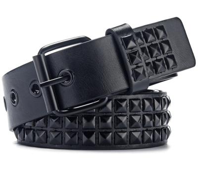 China Amazon's best quality durable hot sale artificial leather pyramid rivet punk belt retro for sale