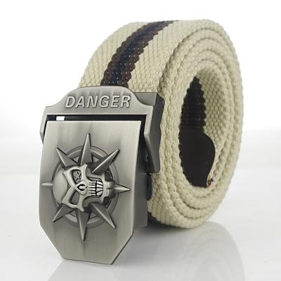 China Custom Designer Canvas+ Leather Factory Buckle Durable Fashion Pu Leather Logo Canvas Webbing Belt For Men for sale