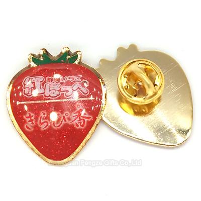 China China Cheapest Strawberry Shape Metal Reflective Branding Badge Custom Pin Badge for sale