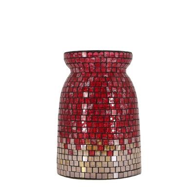 China Art Decor Spring Pot 21.5*31cm Large Glass Handmade Vase Mosaic Series For Home Decoration for sale