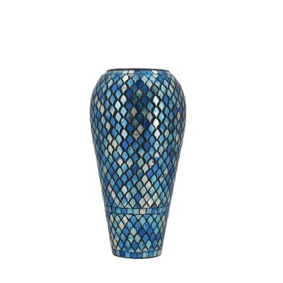 China Art Decor Handmade Multicolor Mosaic Modern Floor Glass Vase for Home Decoration for sale