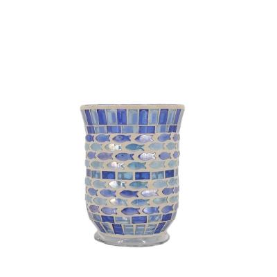 China Handmade Multicolor Mosaic Modern Glass Candle Holder For Home Decoration for sale