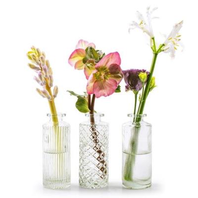 China Home Crafts Different Geometric Pattern Decoration Clear Glass Vase Small for sale