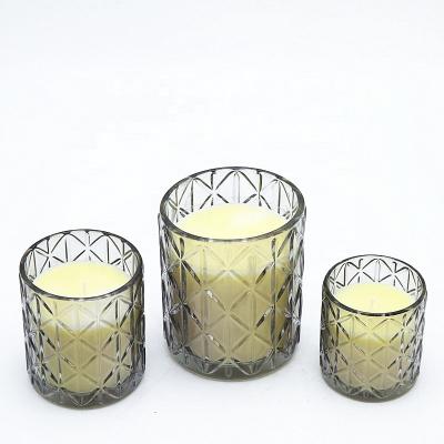 China Nice colored glass candle holder with wax for sale