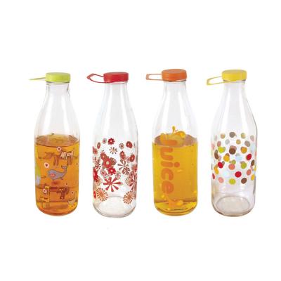 China 500ml Viable Glass Juice Bottle With Seal Plastic Lid Wholesale Glass Beverage Bottle 16oz Glass Milk Bottle for sale