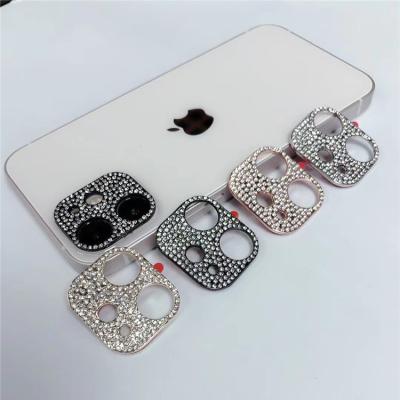 China Camera Protective Camera Lens Film Protector Rhinestone Glitter Case For iPhone 11 12 Max Mini Shiny Diamond Full Lens Pro Screen Cover Device for sale