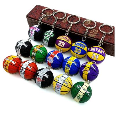 China Plastic Hot new mini basketball keychain PVC key pendant electroplated metal ring small gift keychain withNNBAA for sale