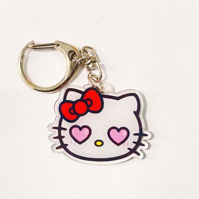 China Acrylic Unique and diverse Kitty cartoon version of double-sided UV printing acrylic keychain wholesale keychain pendant for sale