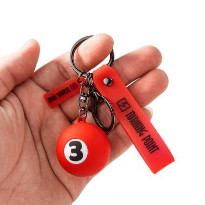 China Simplicity Hot sale new bag charm PVC billiard key charm metal key ring small gift keychain promotion keychain for sale