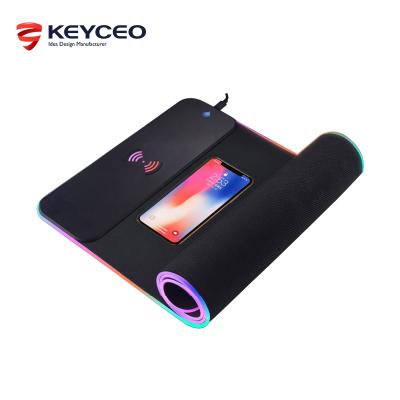 China Gaming Mobile Phone RGB Gaming Mause Wireless Charging Pad Flashing LED Mouse Pad Cloth RGB Light Wireless Soft Mouse Pad for sale