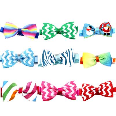 China Viable Floral Pet Accessories Polka Dot Striped Pattern Multicolor Cat Dog Bow Tie Adjustable Pet Bow Tie for sale