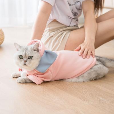 China New Arrival Spring Pet Clothes Viable Cat Cute Elephant Ear Pink Custom Fleece Warm Hoodie Cat Clothes for sale