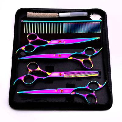 China Viable Professional Stainless Steel Pet Grooming Scissors Cleaning Cat Dog Hair Comb Pet Scissor Set for sale