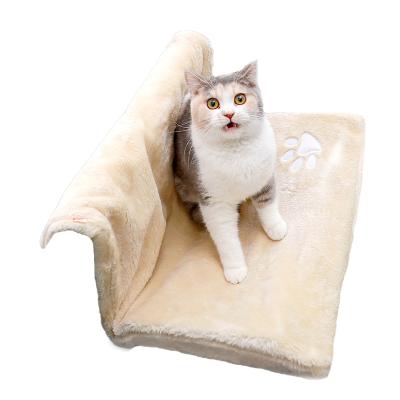 China Rectangle Breathable Comfortable Plush Toy Cat Heating Lounger Cat Hammock Bed Cat Toy Furniture Cuddle Bag for sale