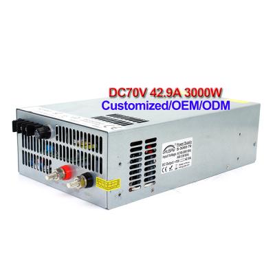 China Led CCTV Lamp Power Supply 70V 3000W Power Source 110v/220v AC Input For CNC Machine for sale