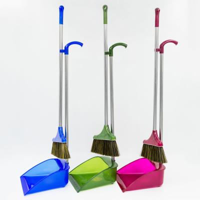 China New Design Stainless Steel Broom Rod Home Goods Household Broom And Plastic Dustpan Cleaning Set for sale