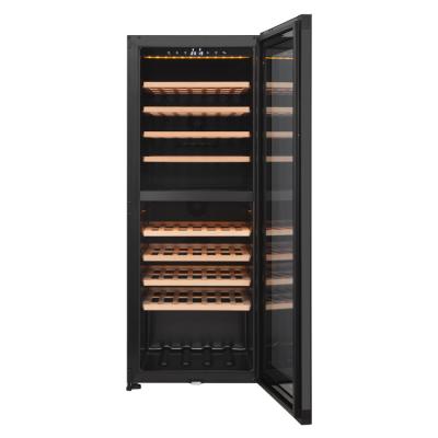 China Beech Black Glass Wine Door Electronic Control LowE Cellar Fridge Wine Cooler Wine Cooler for sale