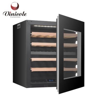 China Sensitive Touch Screen Built-In Keep Cooling 69L Wine Fridges Wine Cooler With Black Glass Door for sale