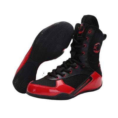 China Professional Training Equipment Wholesale Sports High Top Boots Black Boxing Shoes For Men for sale