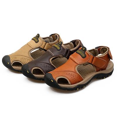 China 2021 Wholesale Lightweight Mens Sandals Full Grain Leather Summer Beach Sandal For Men for sale