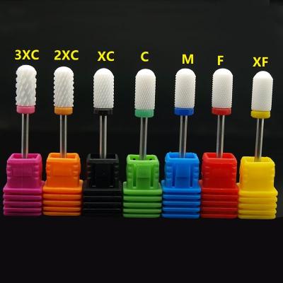 China Durable Round 7 Grit Ceramic Barrel Nail Drill Bits Milling Cutter For Nail Art Accessory Manicure Machine Electric Drill Milling Cutter for sale