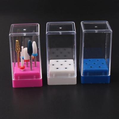 China Wholesale Durable Plastic Carbide Nail Bit Case 7 Slots Nail Drill Bit Display Holder Empty Nail Tool Storage Box for sale