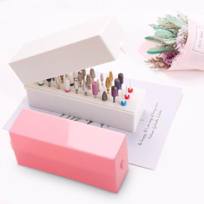 China Durable Wholesale Plastic Carbide Nail Bit Case 30 Slots Nail Drill Bit Display Holder Empty Nail Tool Storage Box for sale