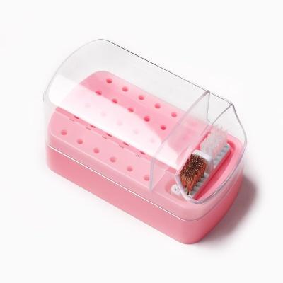 China Durable Manicure 30 Holes Grinding Key Cleaning And Storage 2 In 1 Key Nail Art Box Cleaning Dust Grinding Display Box for sale