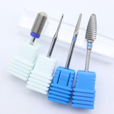 China 4pcs Durable Kit Hot! Pro Full Silver Carbide Nail Drill Bits Nail Art Electric Drill Machine Files Nail Art Tools Cut and Polish for sale