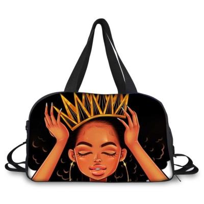 China Yoga Mat Tote Bags Newest Black Fasion Art Afro Girls School Backpack Travel Luggage Gym Handbags Sports Fleece Bags for sale