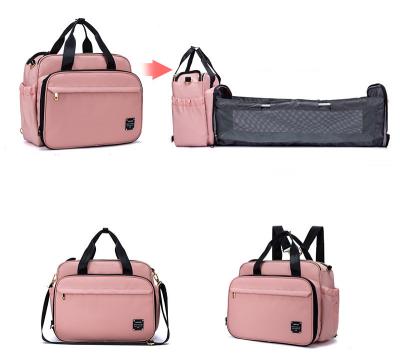 China Mochilas Other Handbag Baby Folding Hutch Waterproof Bed Bags Mummy Travel Diaper Backpack Tote Bag Rucksack for sale