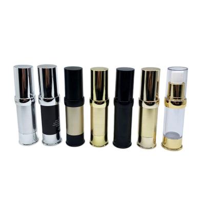 China 10ml transparent airless pump bottle gold plated silver plated plastic pump nozzle cosmetic packaging bottle for sale