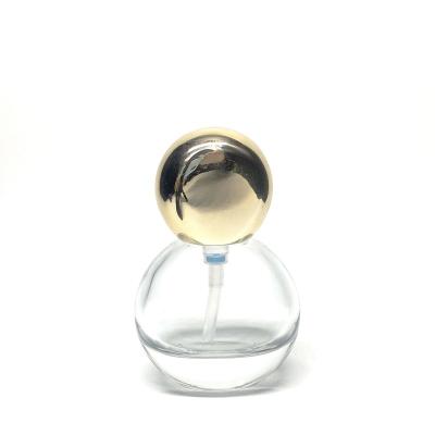 China Cosmetic 30ml shaped thick bottom foundation recycle serum pump clear glass essential oil bottle for sale