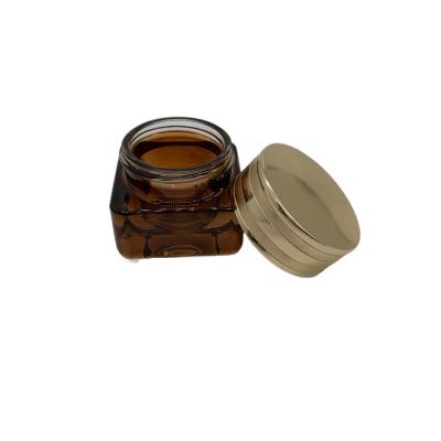 China China made advanced square amber glass bottle moisturizing eye cream glass container with screw lid for sale