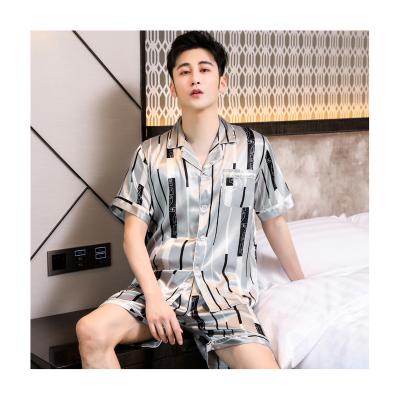 China New Technology QUICK DRY Luxury Short Pajamas Silky Comfortable Gray Straight Men'S Short Sleeve Shorts Pajamas for sale