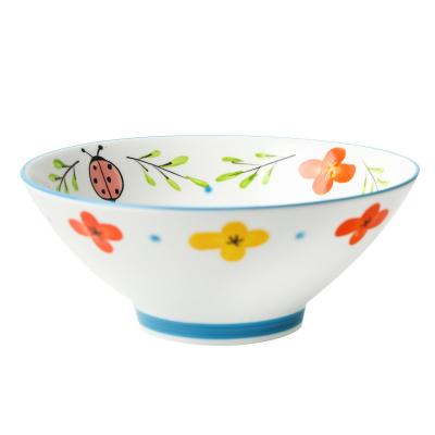 China Viable Undercoat Hand Painted Color Soup Bowl Ramen Bowl Household Hotel Restaurant Ceramic Bowl Tableware for sale