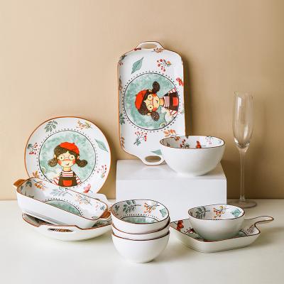 China Viable Wholesale Pocket Bone China Cute Soup Bowl Dinner Dishes Set Dinnerware Dish and Dish Home Breakfast Dessert Tray for sale