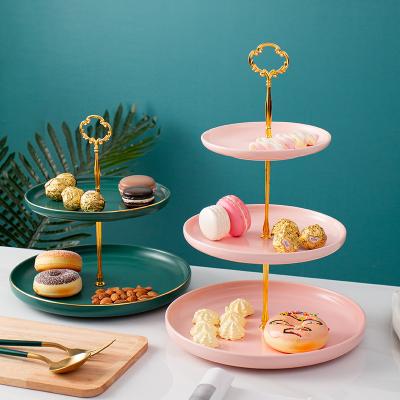 China Workable European-style three-tier dessert dish detachable cake stand wedding restaurant home furnishings fruit candy dishes for sale