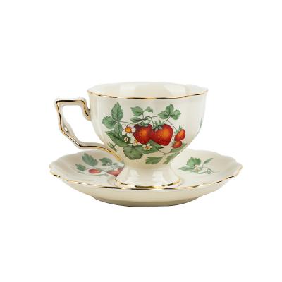 China Viable Vintage Classicalism Luxury Home Ceramic Restaurant Porcelain Tea Cup Tea Cup And Saucer Set for sale