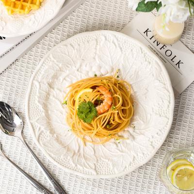 China Viable home relief dish fruit pastry tea afternoon spaghetti dinner plate western ceramic dessert salad bowl for sale