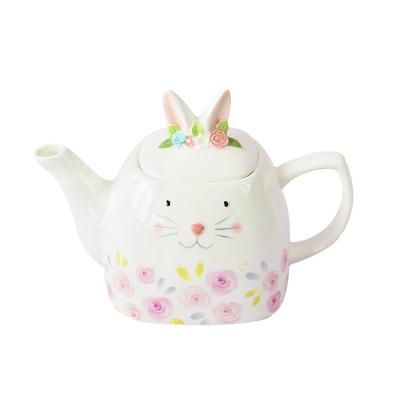 China Cute Scandinavian Style Cartoon Teapot Underlay Rabbit Coffee Teapot Viable High Temperature Firing Ceramic Afternoon Tea for sale