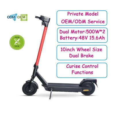 China Outdoor Sports Motor 500W*2 48V 15.6ah 10inch Dual Tire Solid Tire Adults Private Model Scooter for sale