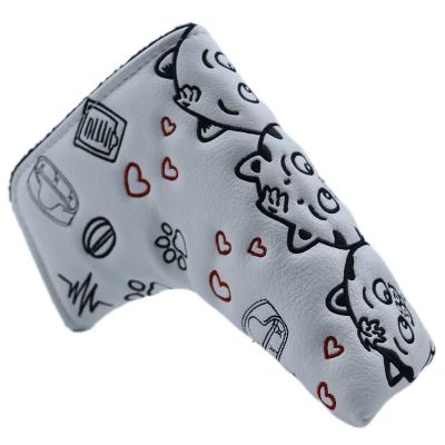 China High Quality Customized Golf Club Blade PU Leather Putter Covers Embroidery Design PU Leather Golf Headcover for sale