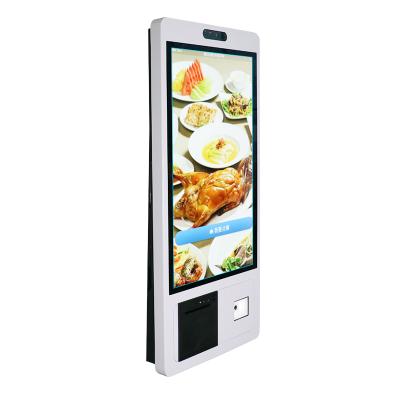 China White 15.6 21.5 Cashier Panel + Metal Tempered Glass 24 27 Inch Touch Screen Self Service Kiosks For Restaurant for sale