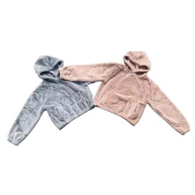 China Anti-pilling new 2021 winter solid color personalized hooded sweater girls pullover children wear for sale