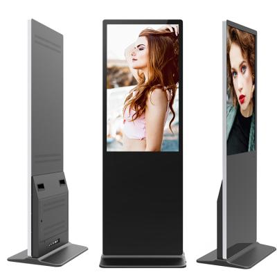 China Android Network Indoor Advertising Show Standing LCD Screen Floor 65 Inch Tempered Glass Floor Standing Digital Signage TFT 450cd/m2 for sale