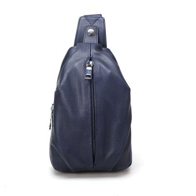 China 2021 fashionable lightweight dark blue genuine cow leather &leisure sports leather backpack for men and women for sale