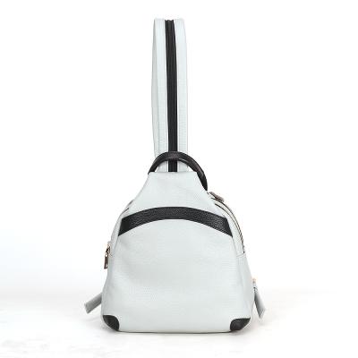 China 2021 Fashion Leisure Backpack Women White Genuine Leather Satchel for sale