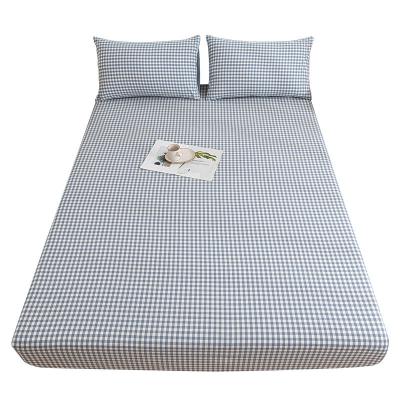 China Simple Factory wholesale plaid 100% cotton anti-skidding King size bedding fitted bed sheet bed spread with cheap price for sale