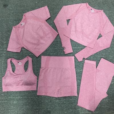 China 5Pcs Gym Clothing Yoga Equipment Women Workout Breathable Seamless Sets for sale